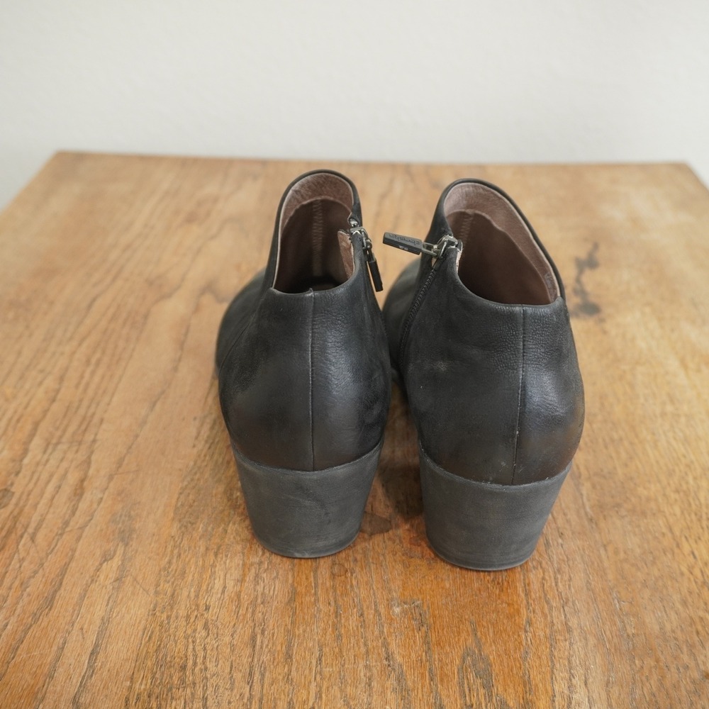 Dansko Women Black Leather Ankle Boots V-Cut Zipper Block Heel Booties Size 41 - Picture 5 of 9